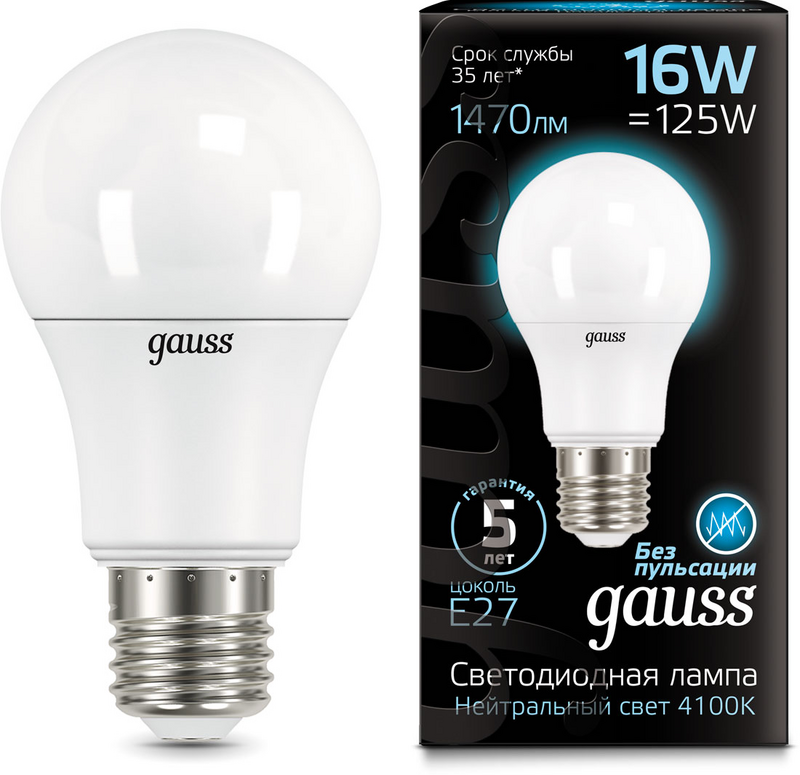 Лампа світлодіодна Gauss (4627136279559) 16Вт, E27, 4100K